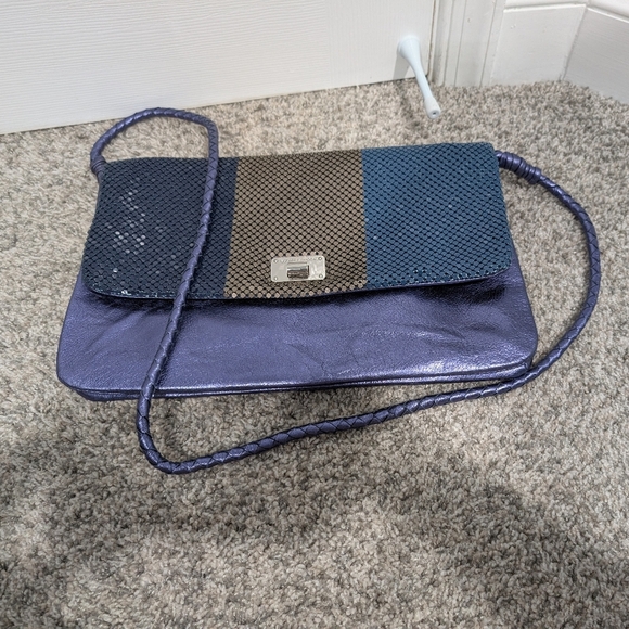 Elliott Lucca Blue and Taupe Shoulder/Crossbody Bag - Picture 14 of 14